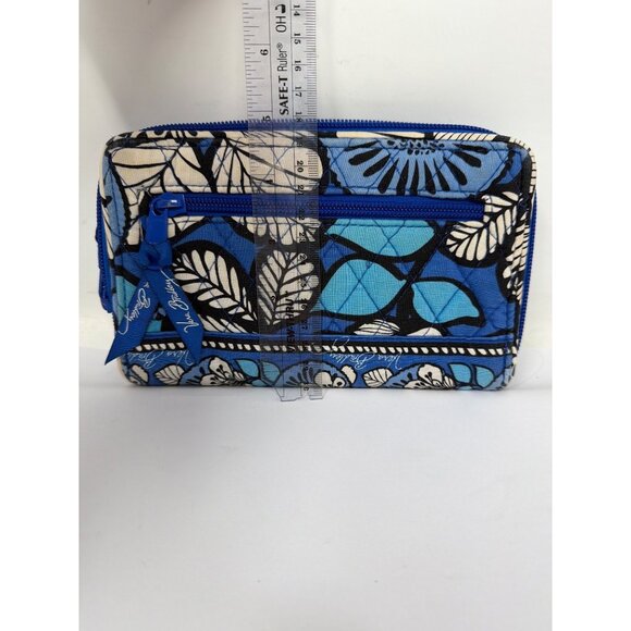 Vera Bradley Blue Bayou Turn Lock Wallet Organizer Zip Compartments - Picture 7 of 7